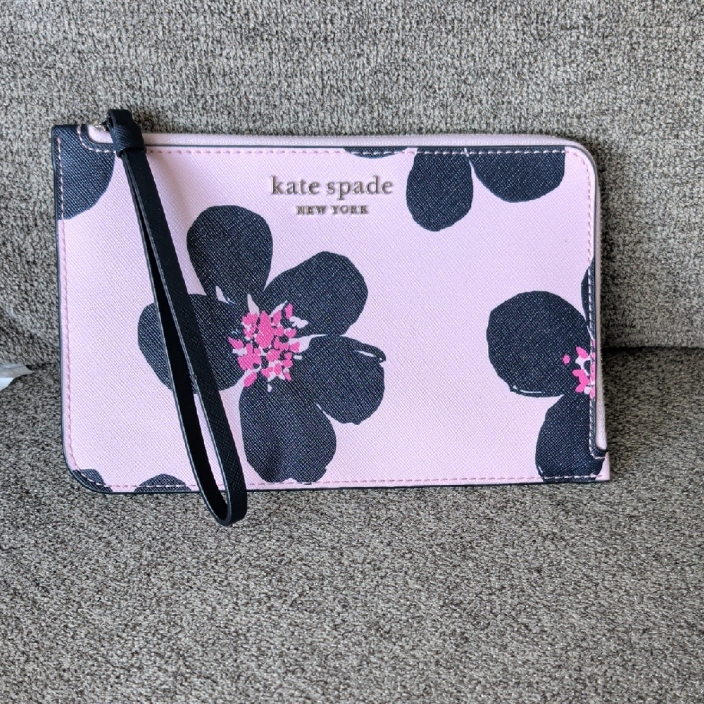 kate spade Pink And Blue and Bright Pink Floral Zip Wristlet